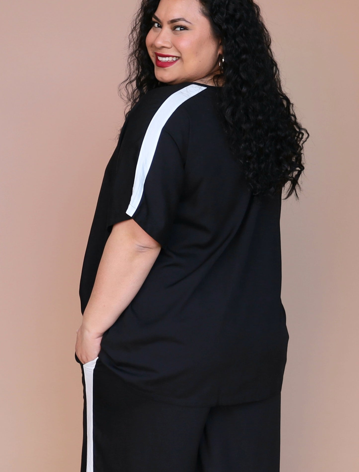 Drape Top - White Stripe