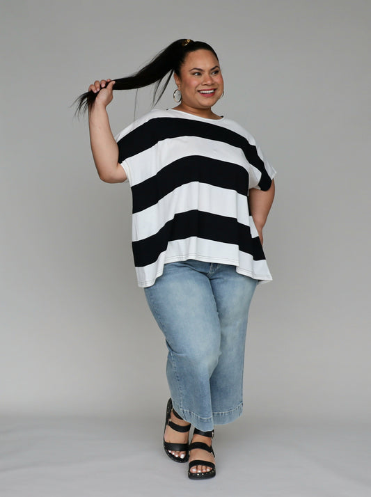 Just A Girl Tee - Black Stripe