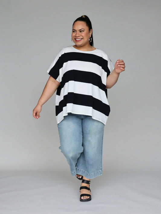 Just A Girl Tee - Black Stripe