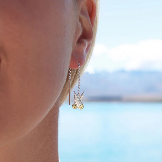 Huia Feather Thread Earring - Silver