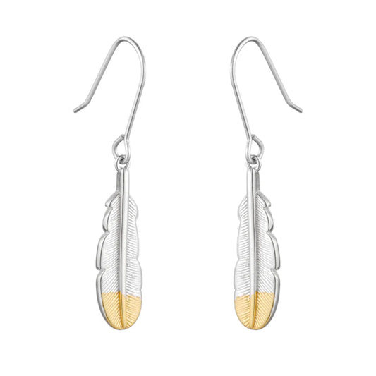 Huia Feather Pendant Earring - Silver