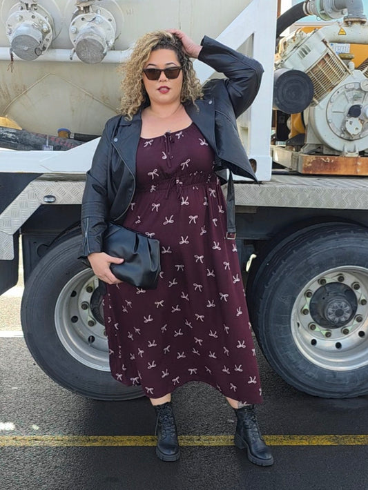 Tabitha Dress - Merlot Bow