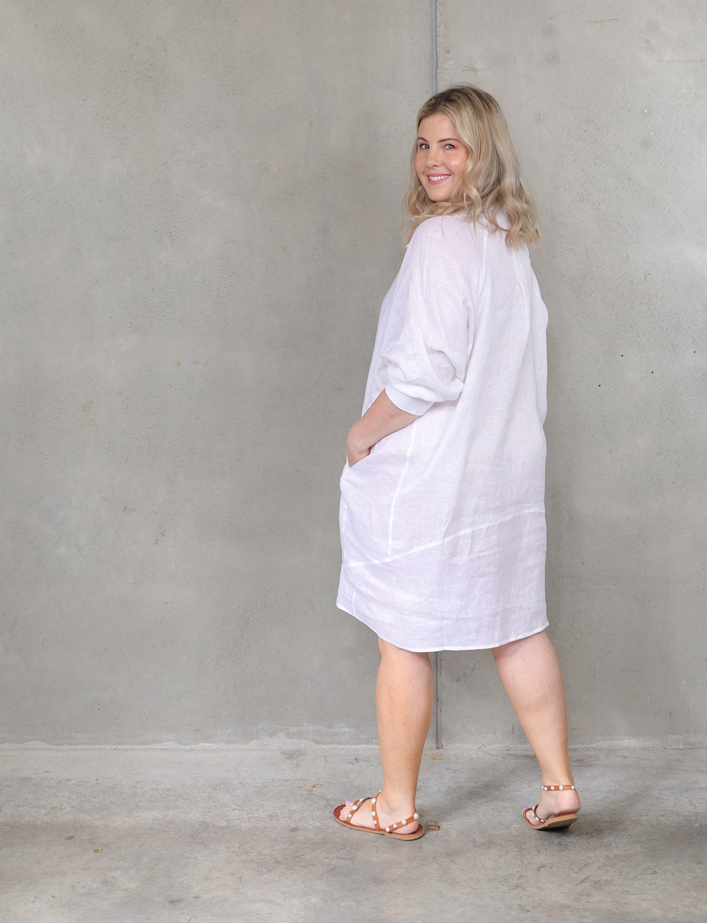 Valencia Linen Shirt Dress - White