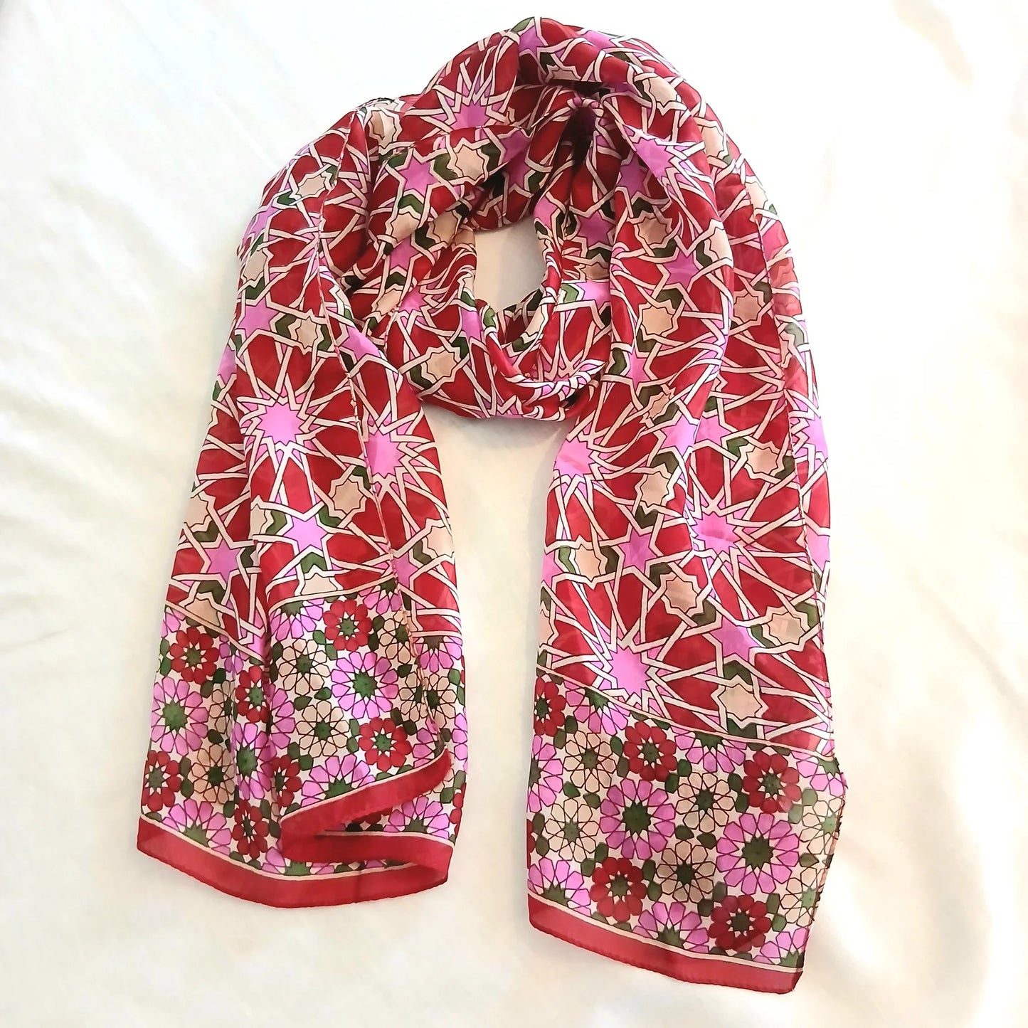 Silk Scarf - Pink Geo
