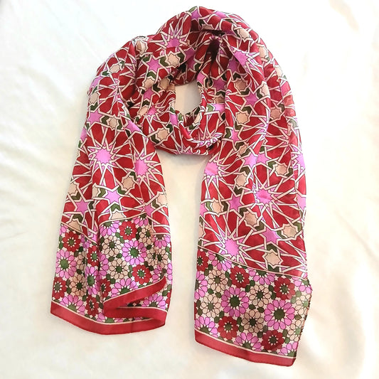 Silk Scarf - Pink Geo
