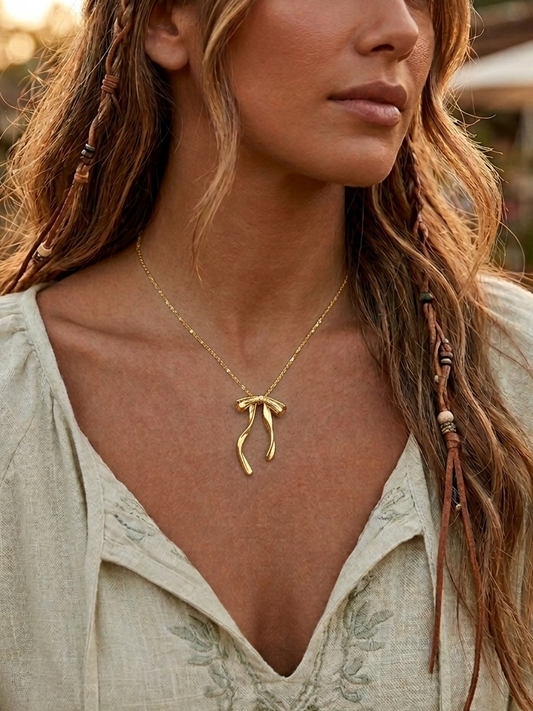 Bow Necklace - Gold