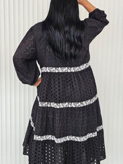 Laura Dress - Black Anglaise