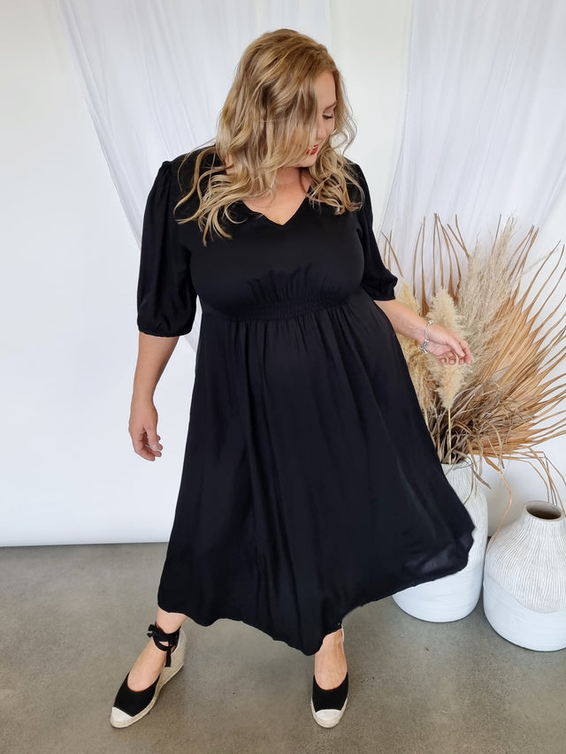 Isla Maree Florence Dress - Black | NZ Plus Size Women's Clothing ...