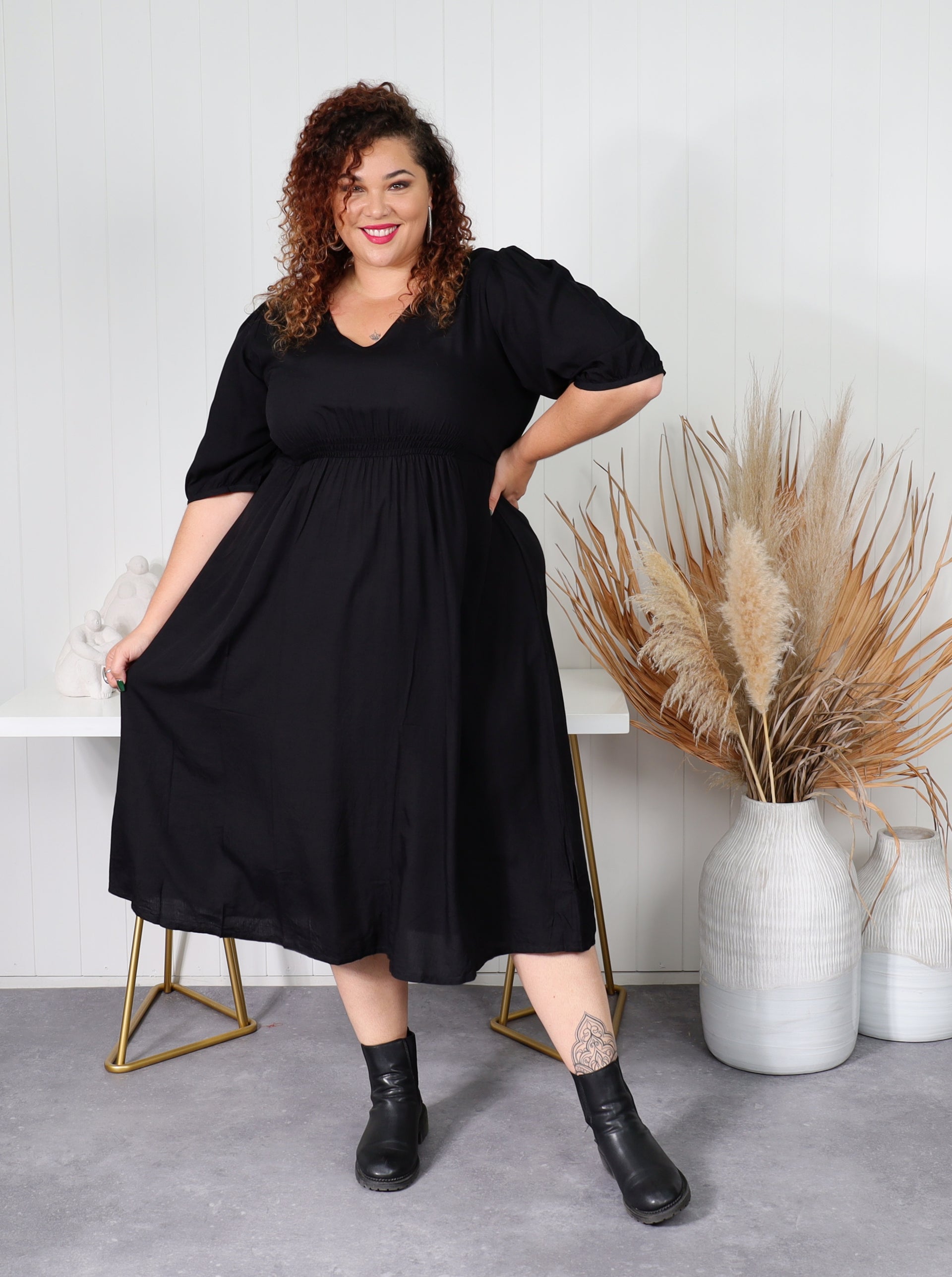 Isla Maree Florence Dress - Black | NZ Plus Size Women's Clothing ...