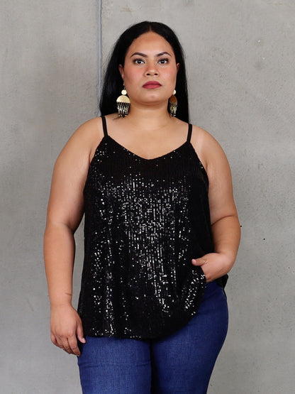 Roxanne Cami - Black Sequins - Isla-Maree