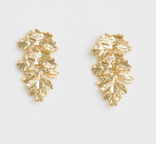 Stella Gemma Earrings Gold Leaf Nugget Earrings Isla Maree